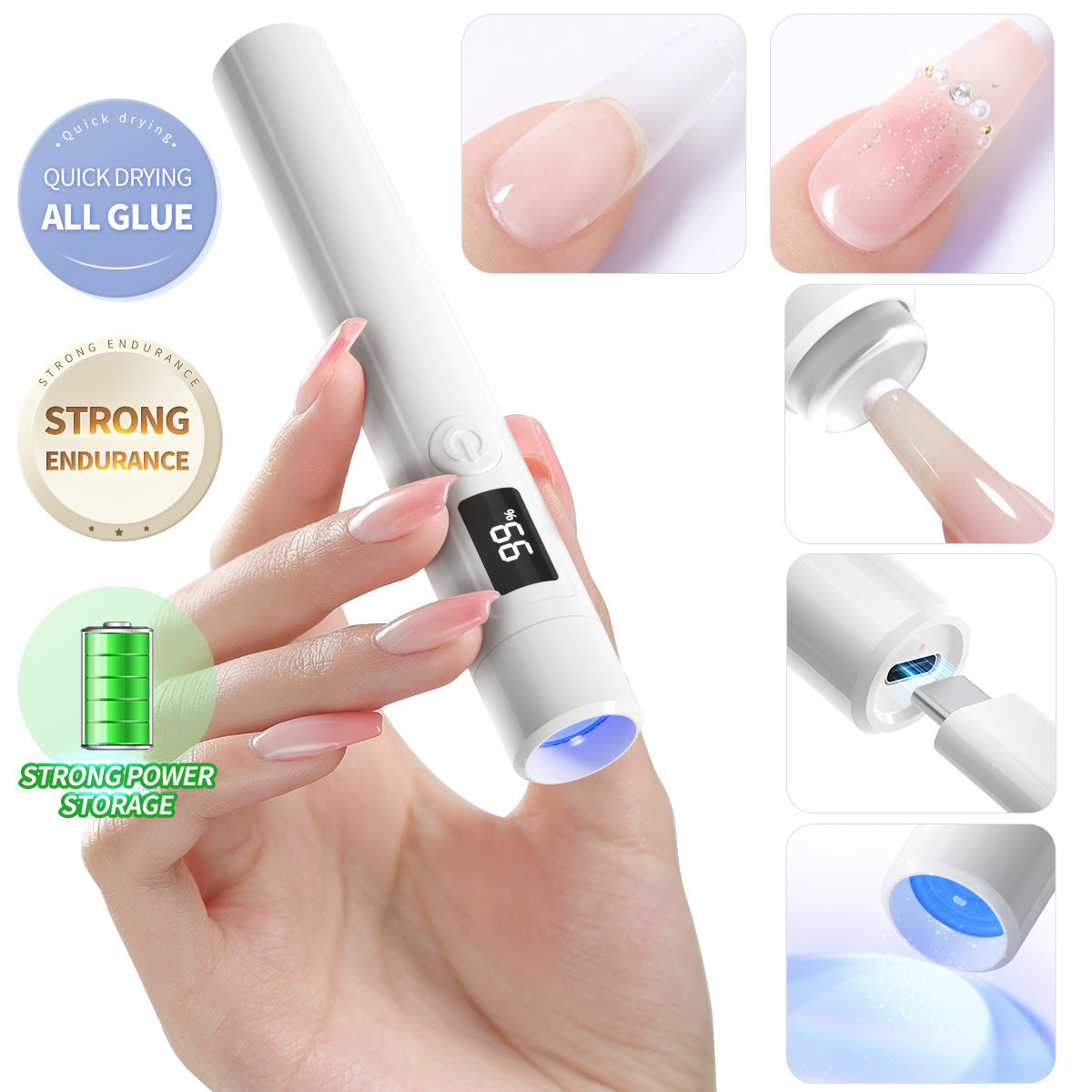 2 in 1 Silicone Head LCD Display Flash Curing Gel Light Rechargeable Mini UV Led Nail Lamp