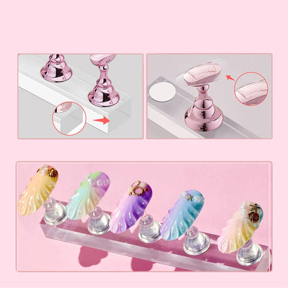 Nail Holder Nail Display Stand Tips Holder Magnetic Nail Practice Stand