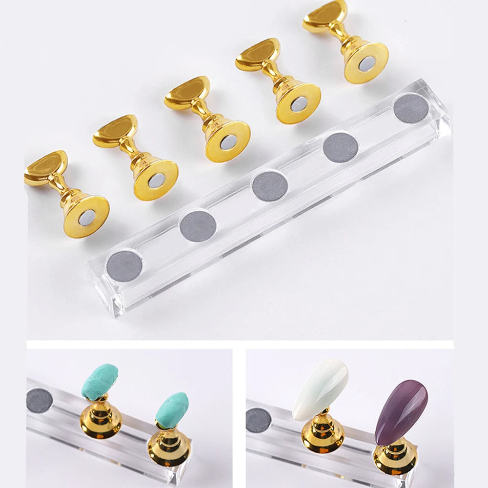 Nail Holder Nail Display Stand Tips Holder Magnetic Nail Practice Stand