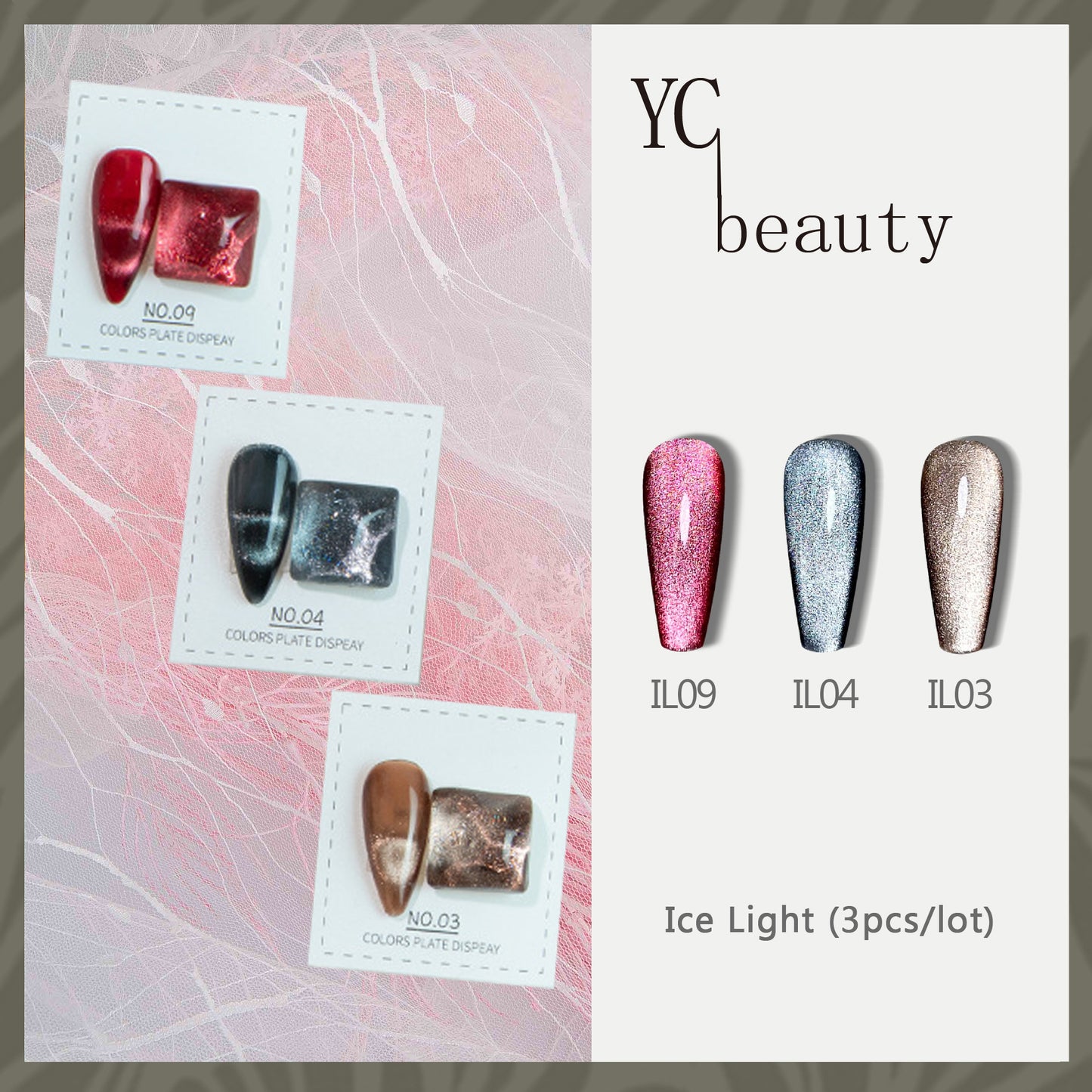 3pcs/lot Ice Light Cat Eye Nail Polish Set