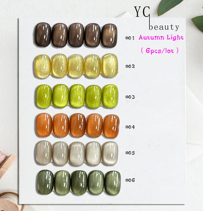 6pcs/lot Autumn Light Cat Eye Nail Polish Set