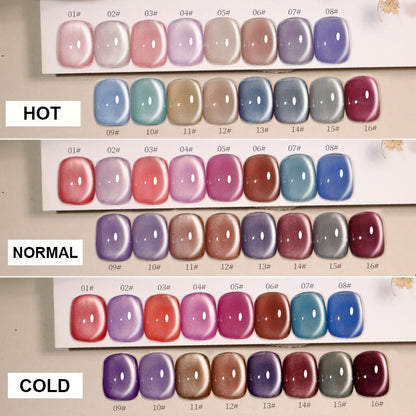 16pcs/lot Heat-temperature Color Changeable Cat Eye Nail Gel Polish Set