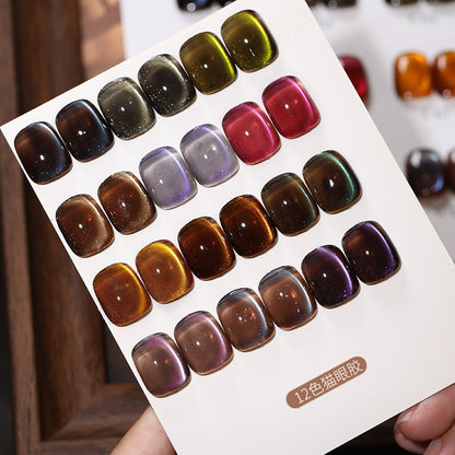 12pcs/lot Coffee Set Cat Eye Nail Gel Polish Set