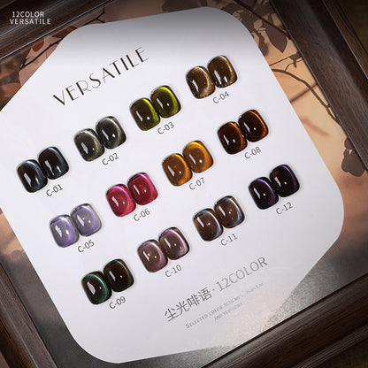 12pcs/lot Coffee Set Cat Eye Nail Gel Polish Set