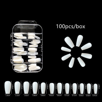 100pcs/box Natural Transparent Seamless Fake Nails Full Coverage False Nails Tips