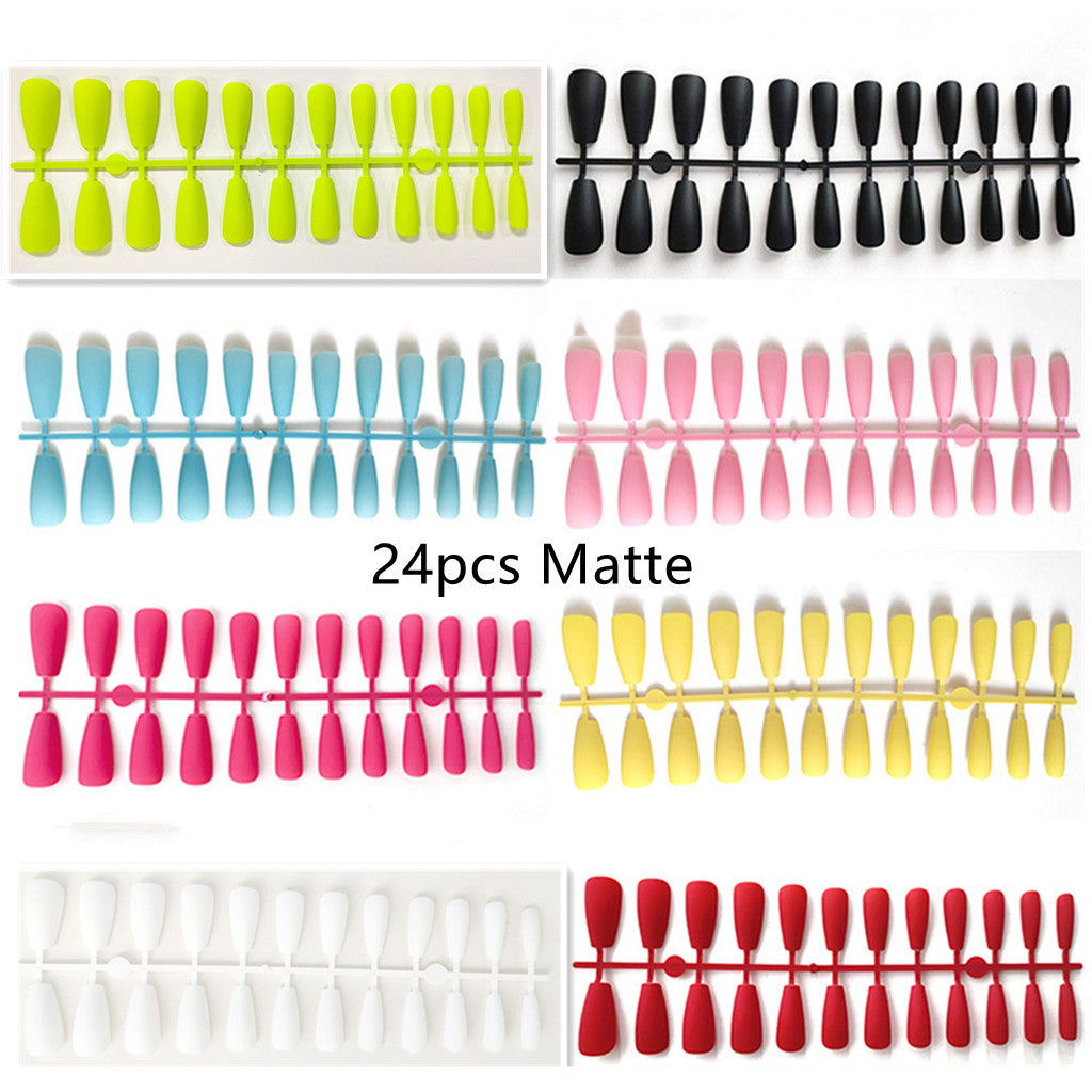 24tips/pc Fake Nails Matte /Glossy Detachable False Press on Nails Manucure Faux Ongles