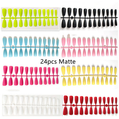 24tips/pc Fake Nails Matte /Glossy Detachable False Press on Nails Manucure Faux Ongles