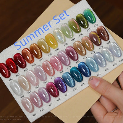 36pcs/lot Summer Set Cat Eye Nail Gel Polish Set