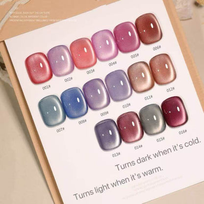 16pcs/lot Heat-temperature Color Changeable Cat Eye Nail Gel Polish Set