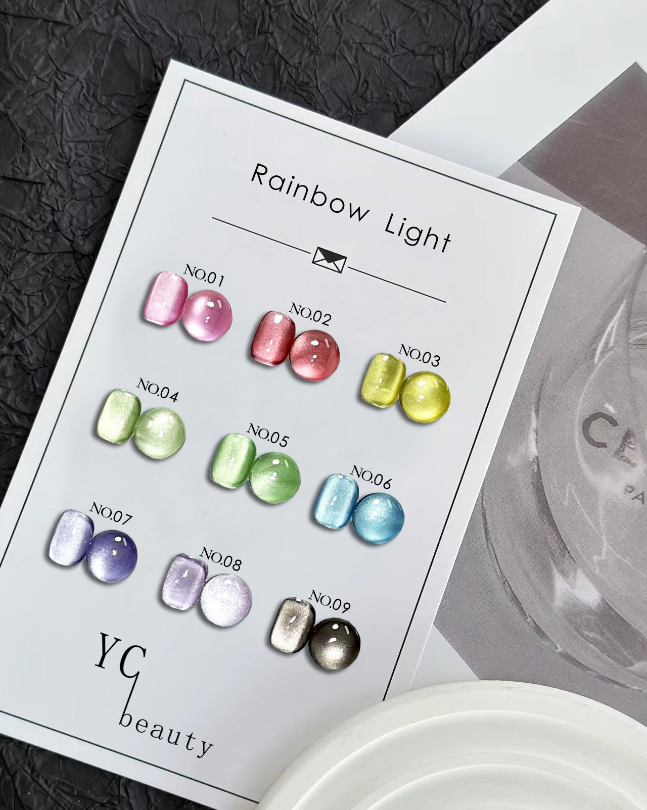 9pcs/lot Rainbow Light Cat Eye Nail Polish Set