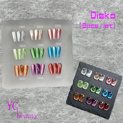 9pcs/lot Disko Light Cat Eye Nail Polish Set