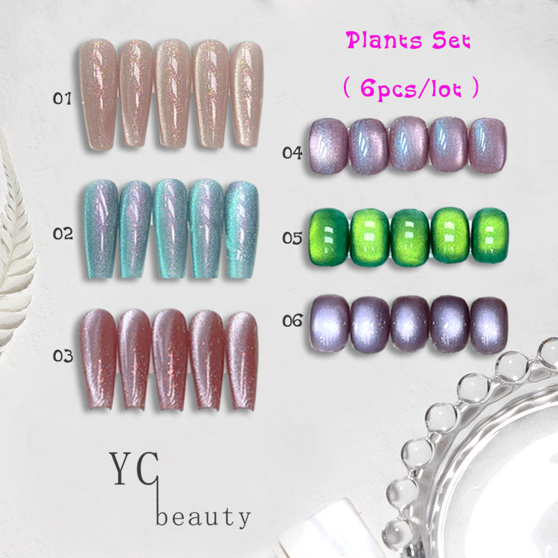 6pcs/lot Plants Light Cat Eye Nail Polish Set