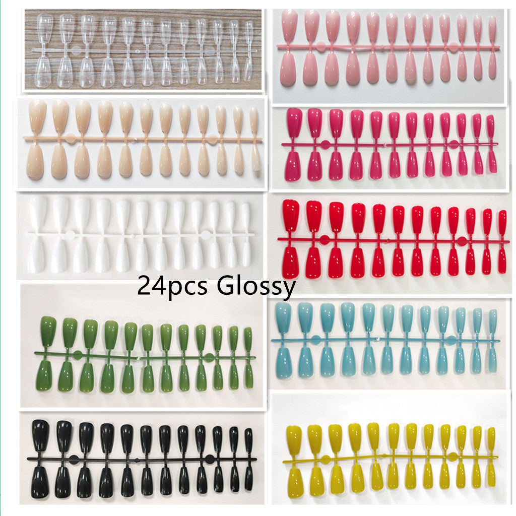 24tips/pc Fake Nails Matte /Glossy Detachable False Press on Nails Manucure Faux Ongles