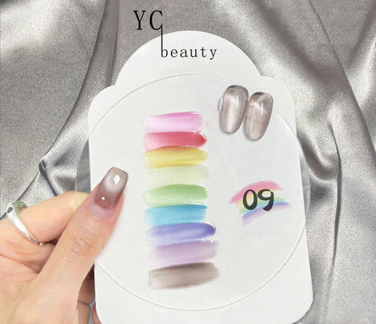 9pcs/lot Rainbow Light Cat Eye Nail Polish Set