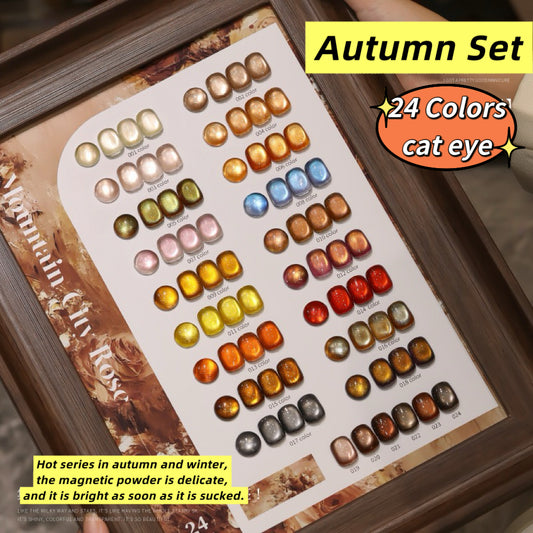 24pcs/lot Autumn Set Cat Eye Nail Gel Polish Set