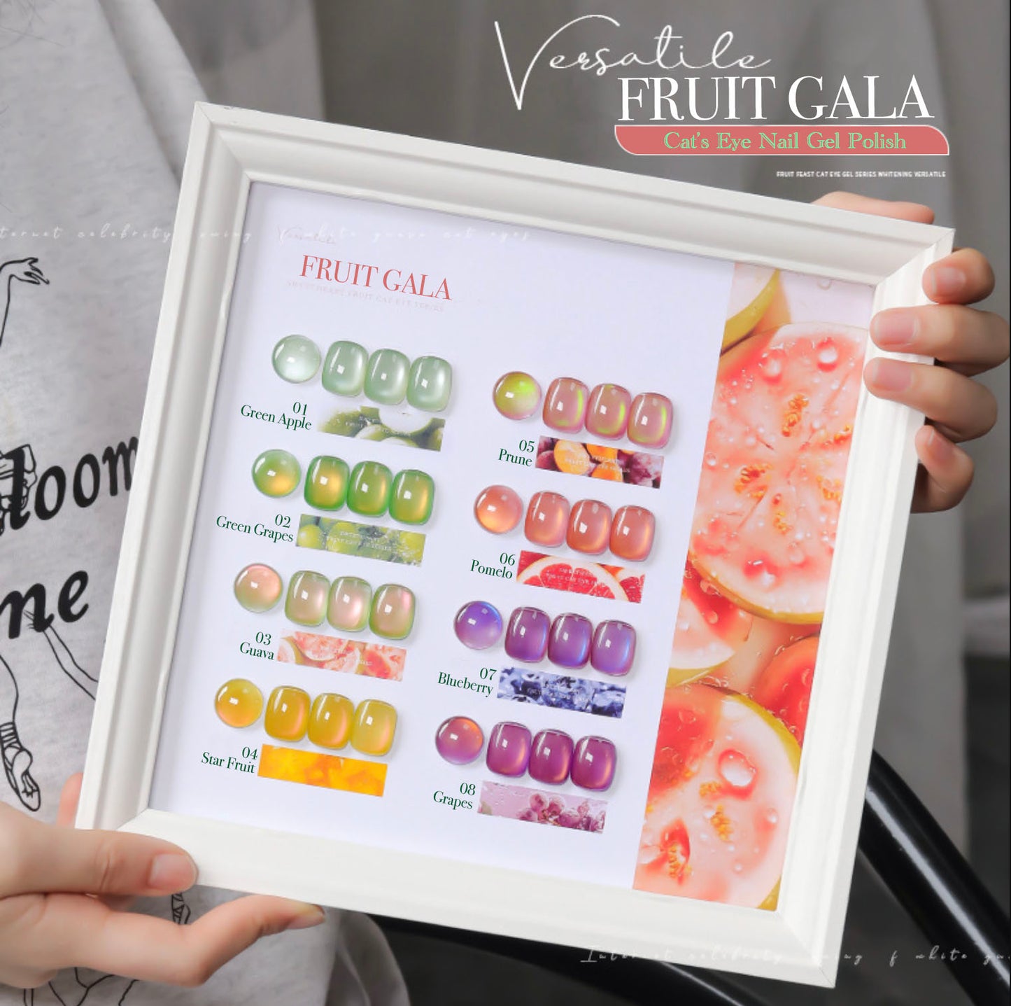 8pcs/lot Fruit Gala Cat Eye Nail Gel Polish Set