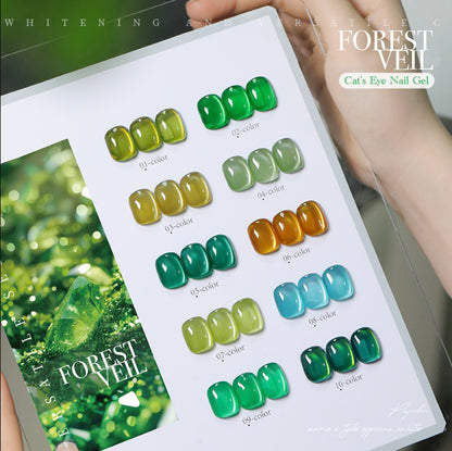10pcs/lot Forest Veil Cat Eye Nail Gel Polish Set