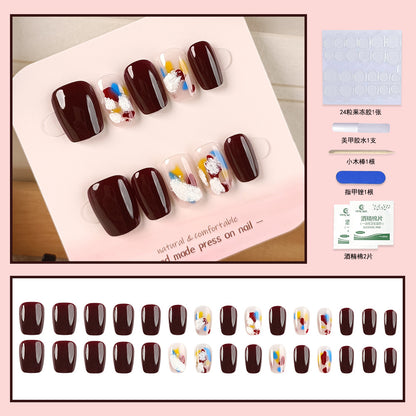 24Pcs Short Press On Nails for Daily Use