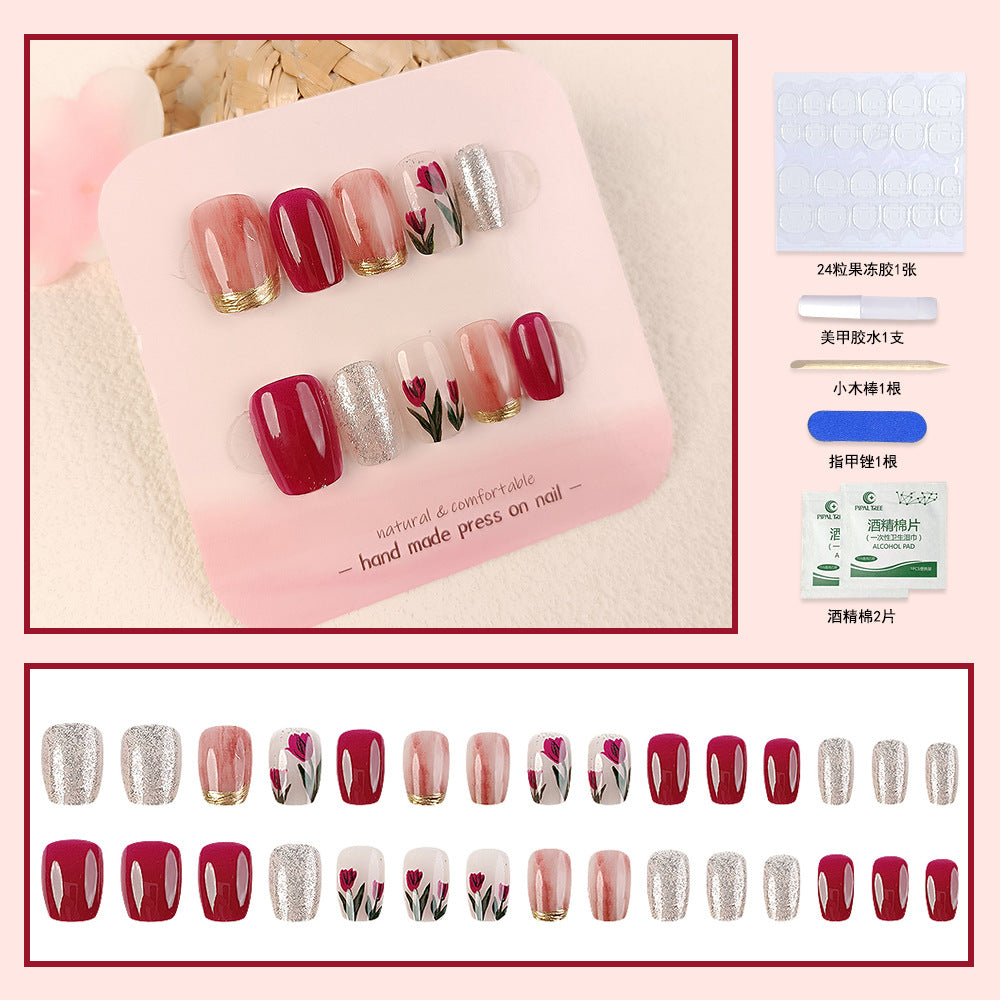 24Pcs Short Press On Nails for Daily Use