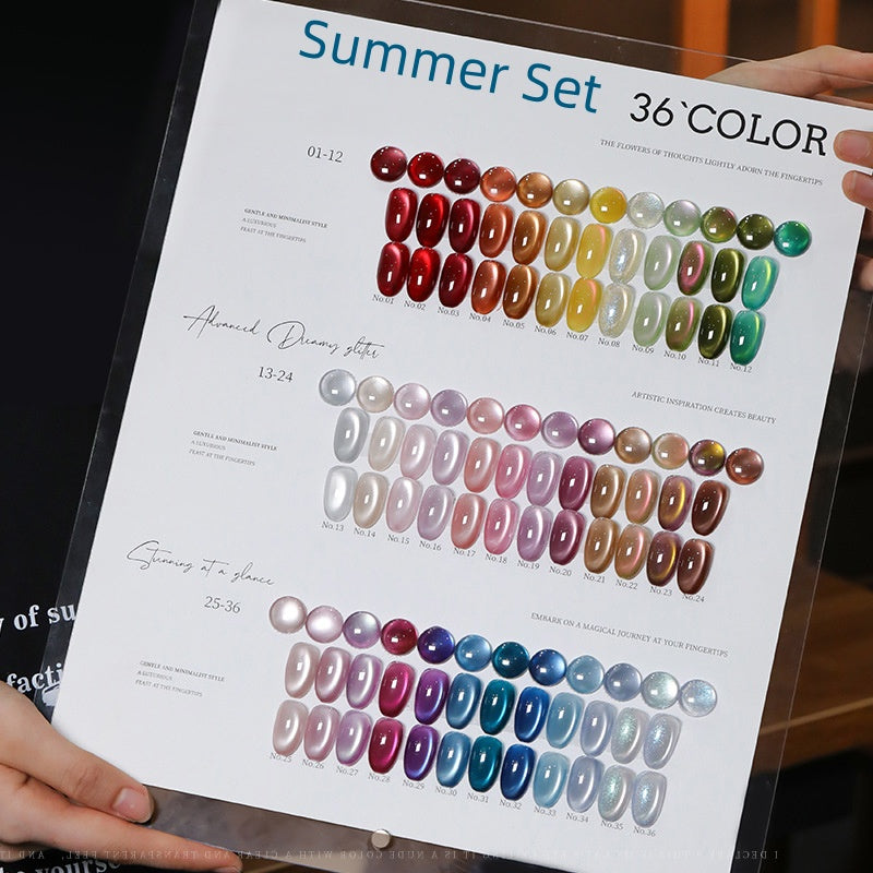 36pcs/lot Summer Set Cat Eye Nail Gel Polish Set