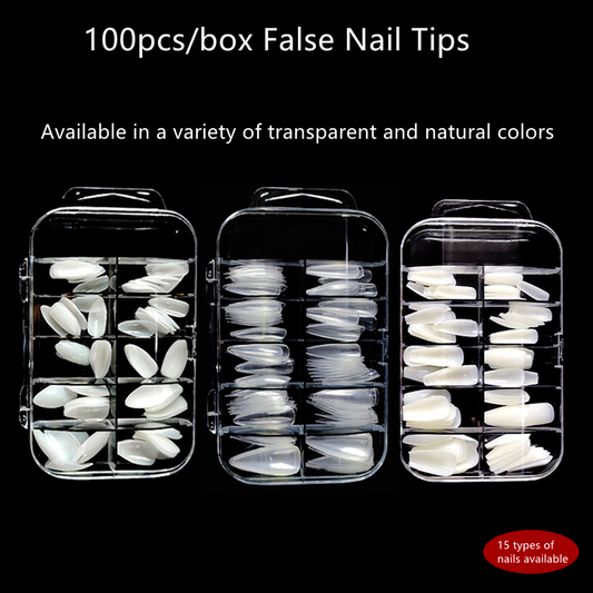 100pcs/box Natural Transparent Seamless Fake Nails Full Coverage False Nails Tips