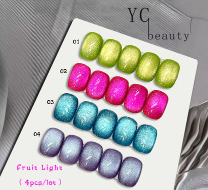 4pcs/lot Fruit Light Cat Eye Nail Polish Set