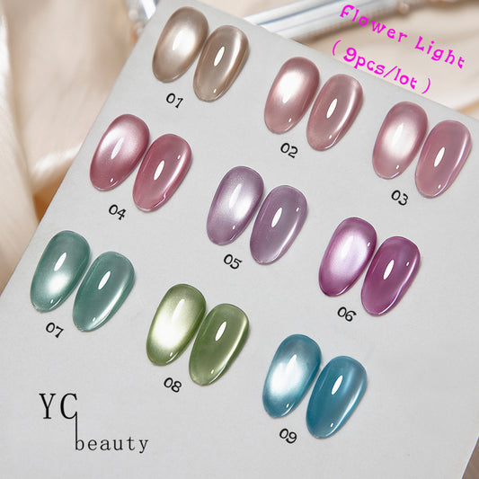 9cans/lot Flower Light Cat Eye Nail Gel Set 5g