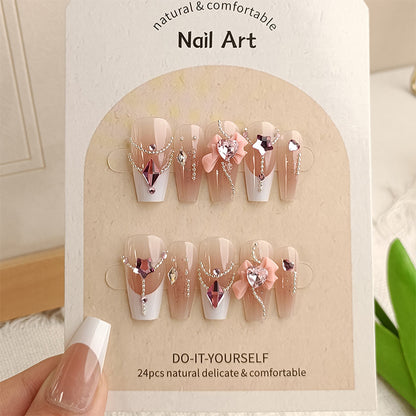 24Pcs Long Press On Nails for Daily Use