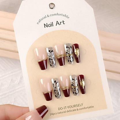 24Pcs Long Press On Nails for Daily Use