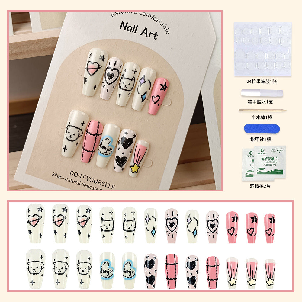 24Pcs Long Press On Nails for Daily Use